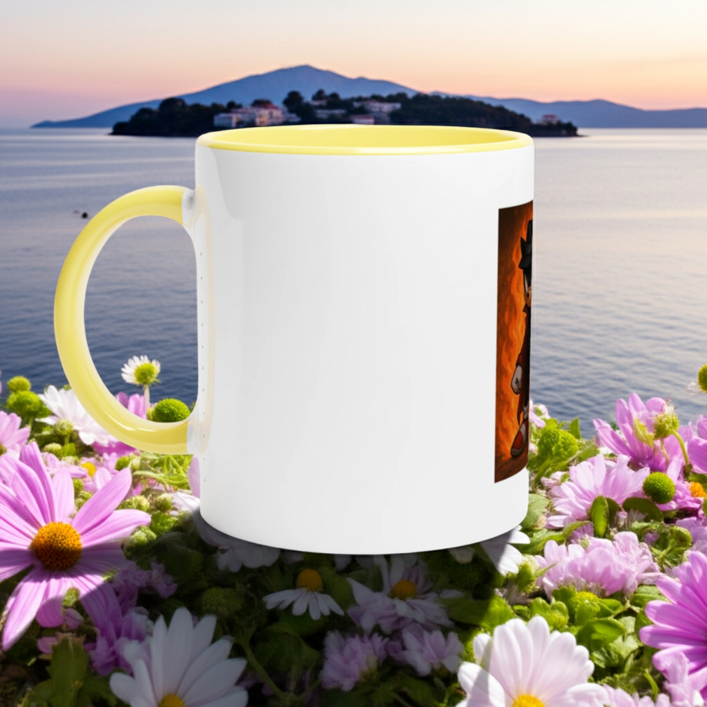 White 11oz Ceramic Mug with Color Inside Ceramic Yellow
