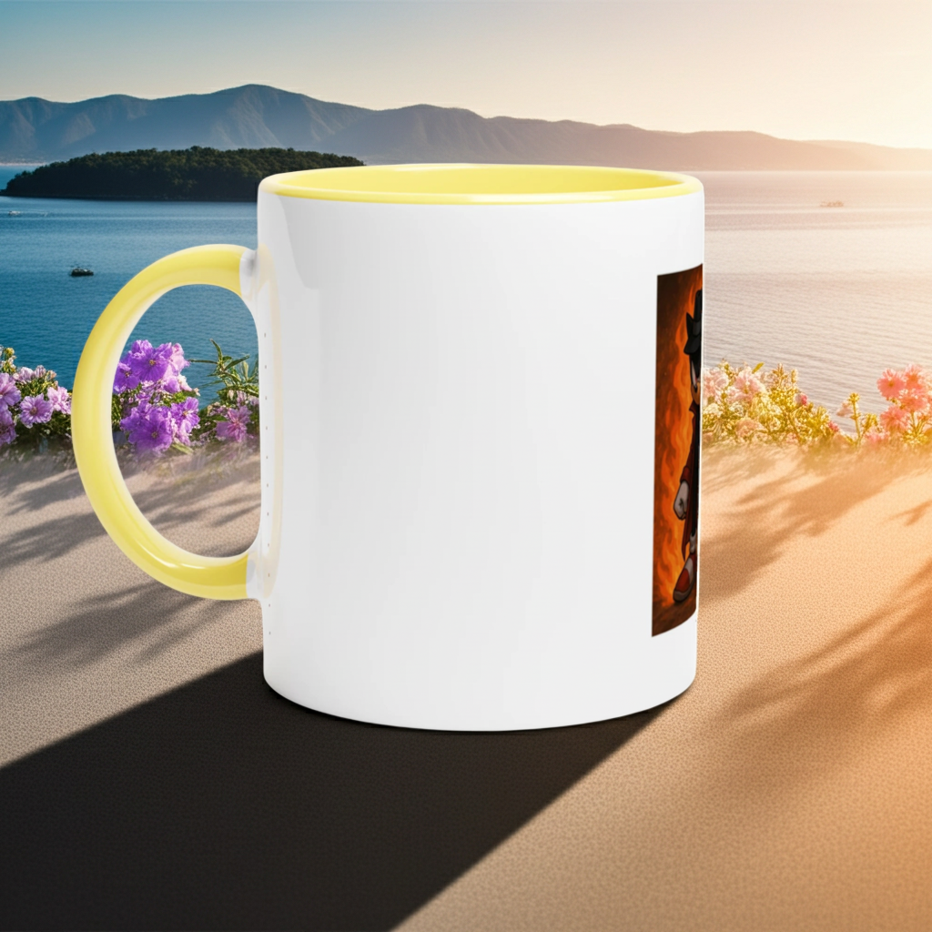 White 11oz Ceramic Mug with Color Inside Ceramic Yellow